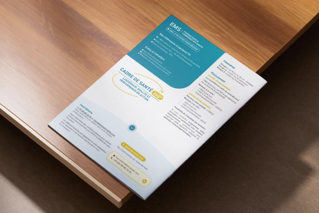 Dernière page brochure EMS Santé : cadre de santé 360°